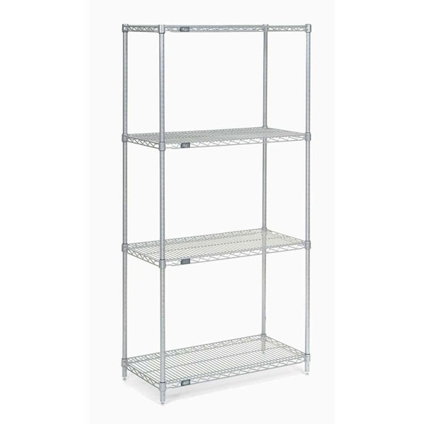 Nexel Poly-Z-Brite 5 Tier Wire Shelving Starter Unit, 36W x 21D x 74H 21367Z5 - main